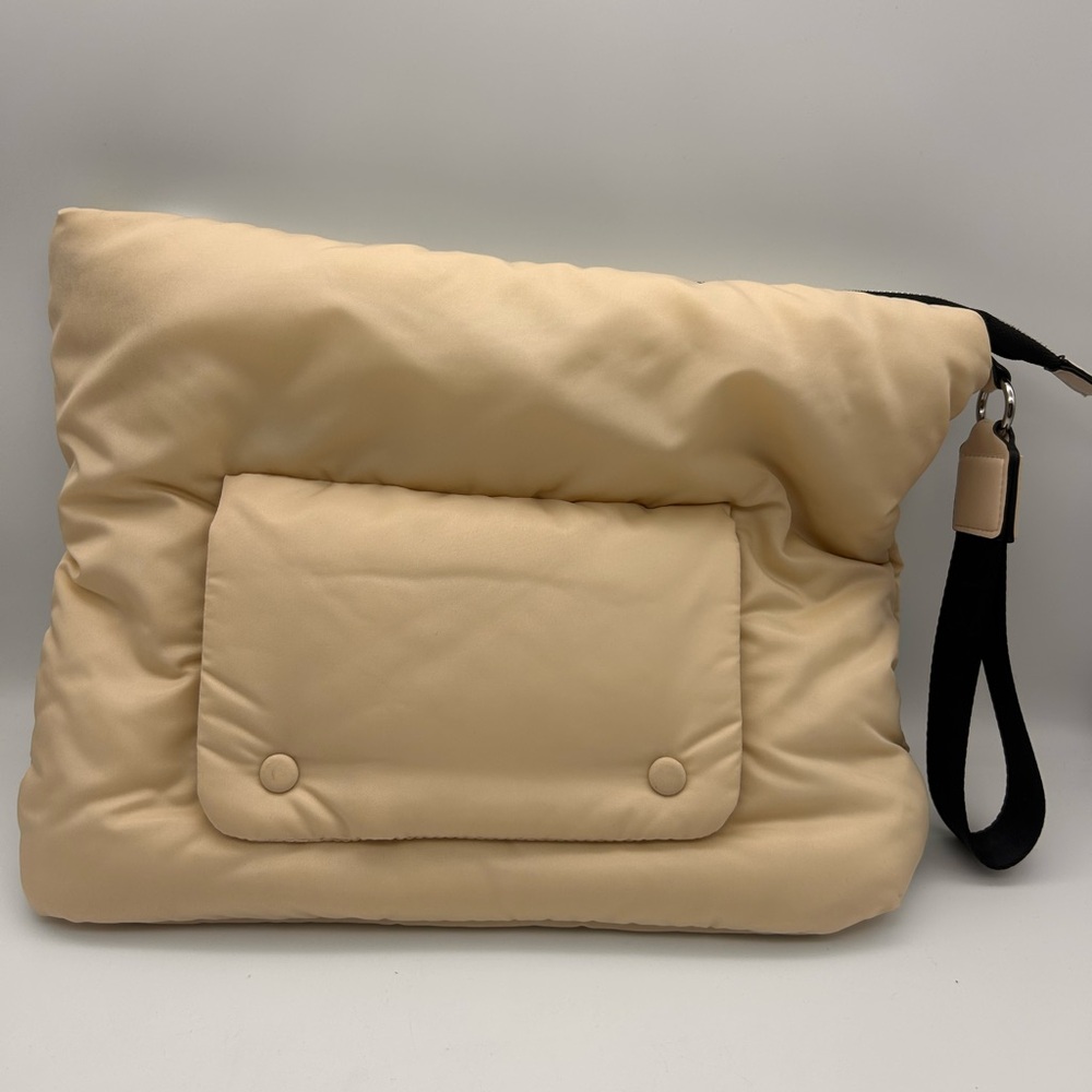 ZARA Puffer Clutch Bag Wristlet Black  Beige Zipper Top Tablet Case